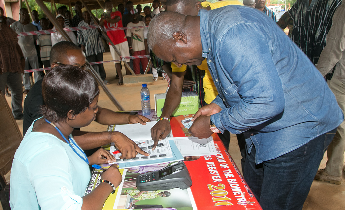 John Dramani Mahama going through the verification process 